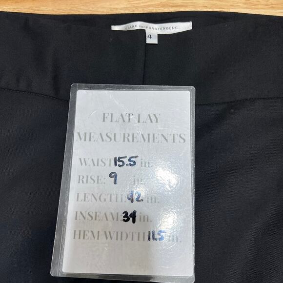 Diane Von Furstenberg Lariam Mid Rise Wool Black Wide Leg Pants Women's 4 Casual - Picture 10 of 10